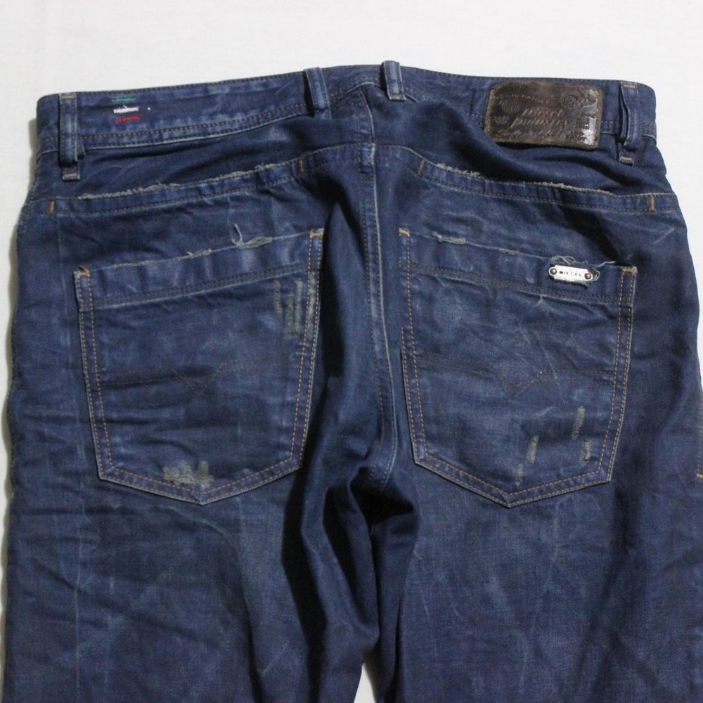 Mens Diesel Braddom Y2K Grunge Punk Skater Streetwear Straight Dark Wash Jeans - Picture 5 of 8